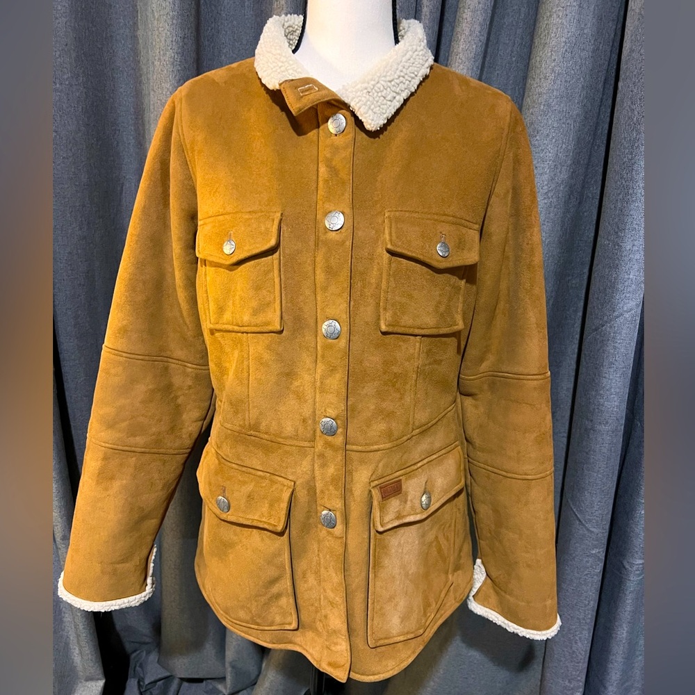 Outback Trading Co. faux Suede with faux Sherpa lining size Small